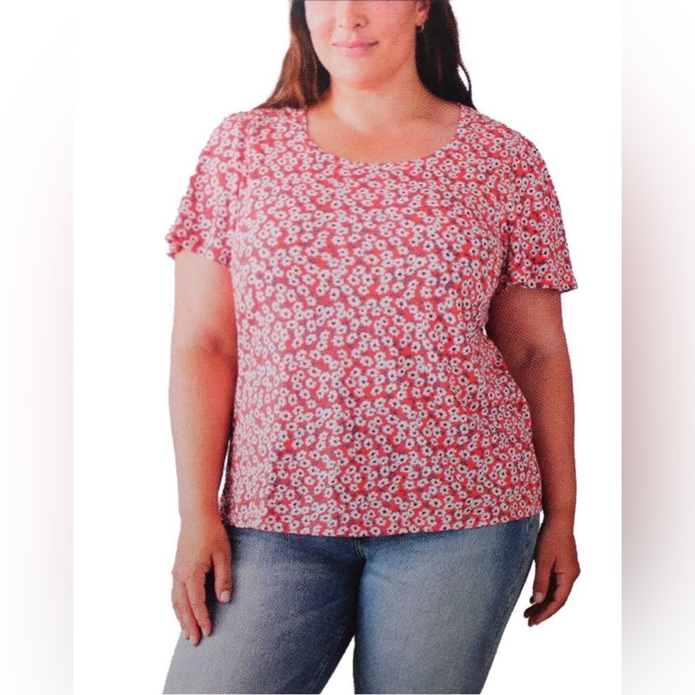 Lucky Brand Floral Flutter Short Sleeve Tee Size XXL